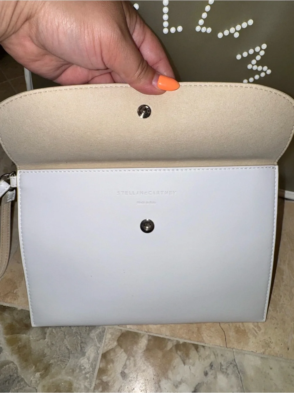 Stella McCartney Logo Tote Bag & Pouch Beige White 2 Piece Set